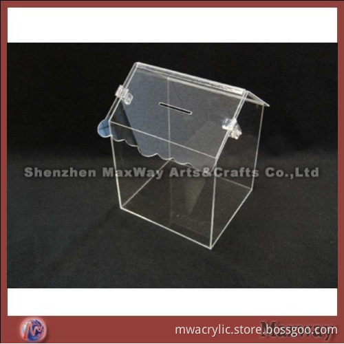 House Shaped High Transparency Acrylic Locking Ballot Box/Coin Bank
